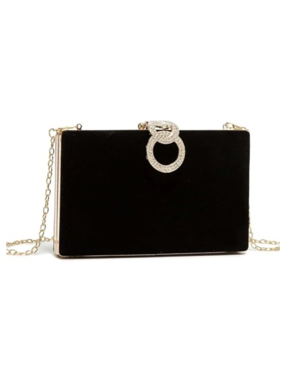 Faux Leather Evening Clutch Push Lock Chain Crossbody Party Bag